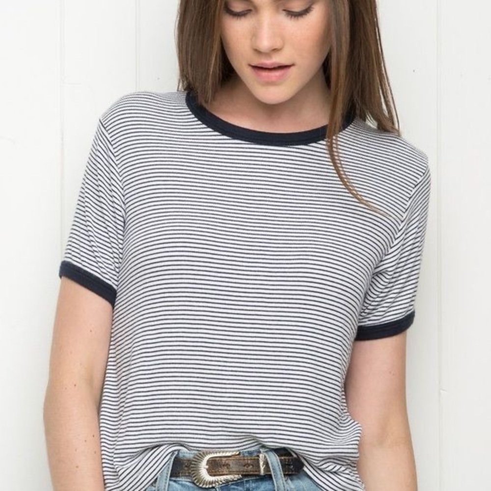 Brandy Melville Black and White Striped Tee OS